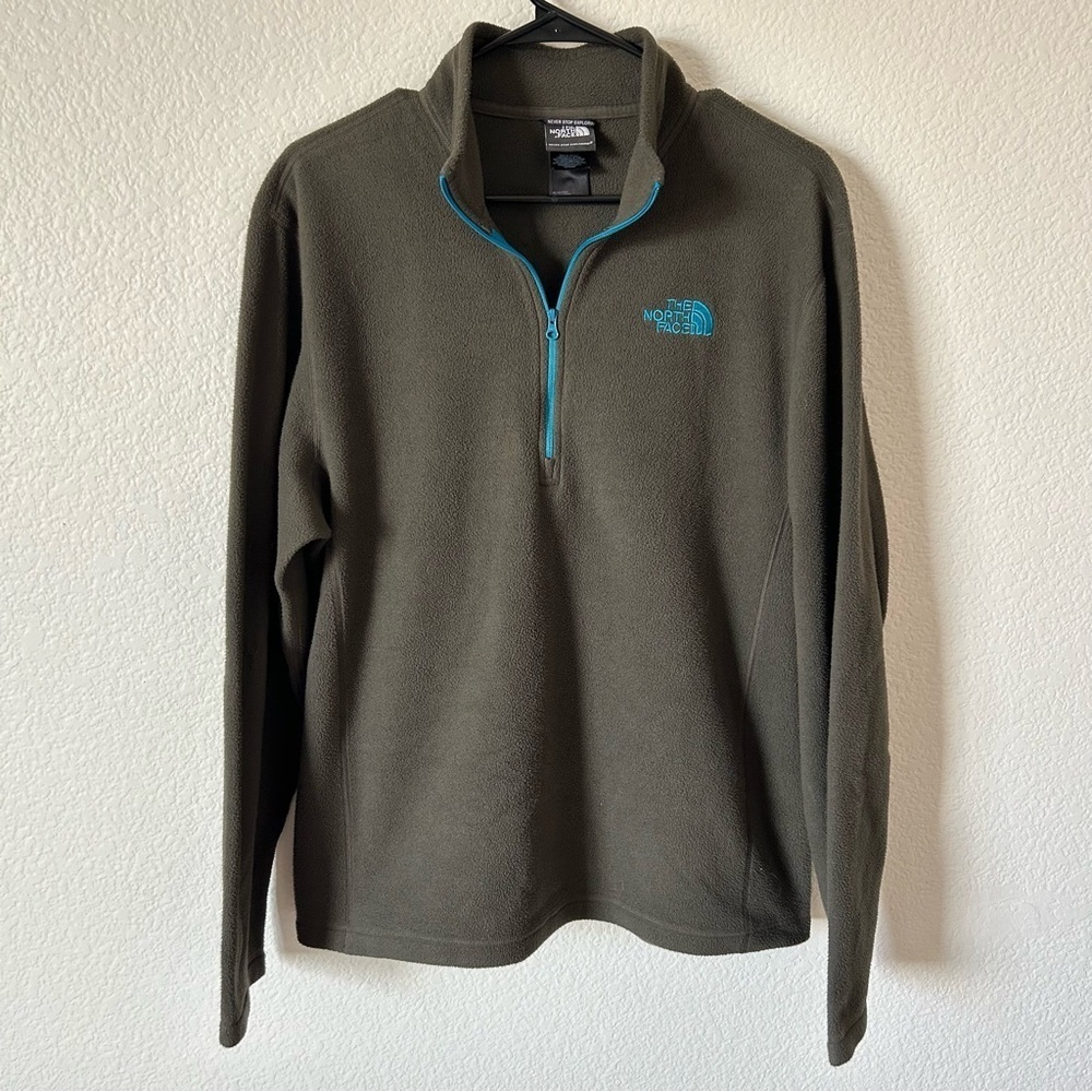 The North Face Men's Olive Green Fleece Quarter Zip-Up, Outdoor,Gorpcore,Sweater